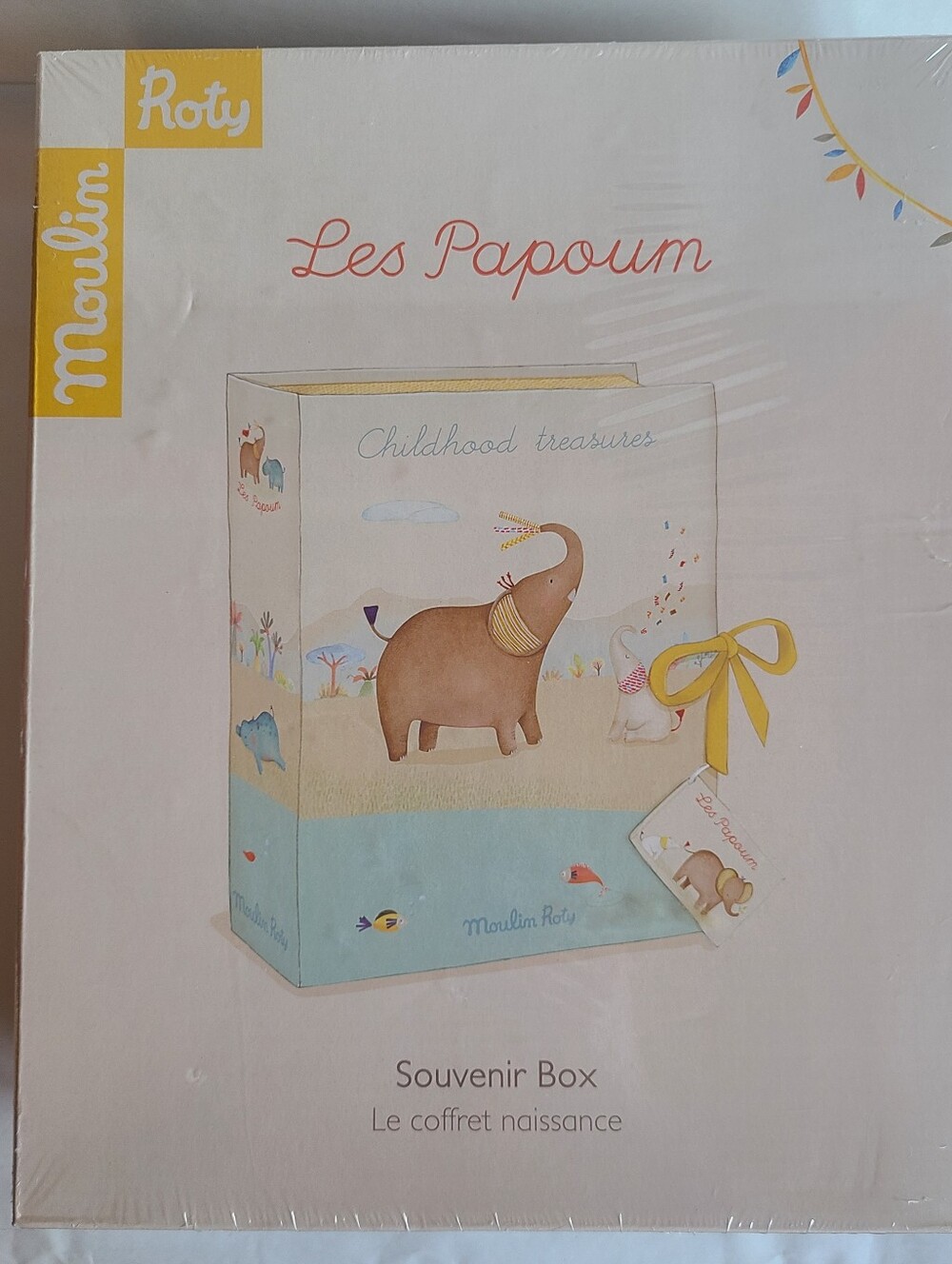 Moulin Roty Les Papoum Kids Keepsake Box in Cream & Light Blue
